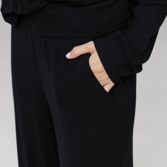 Cozy Earth Women’s Soft Stretchy Comfy Bamboo Rib Knit Lounge Pant in Black XXXL - Picture 3 of 11